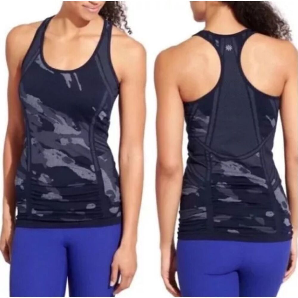 Athleta Fastest Track Tank in Navy Blue Camo‎ Womens Size S